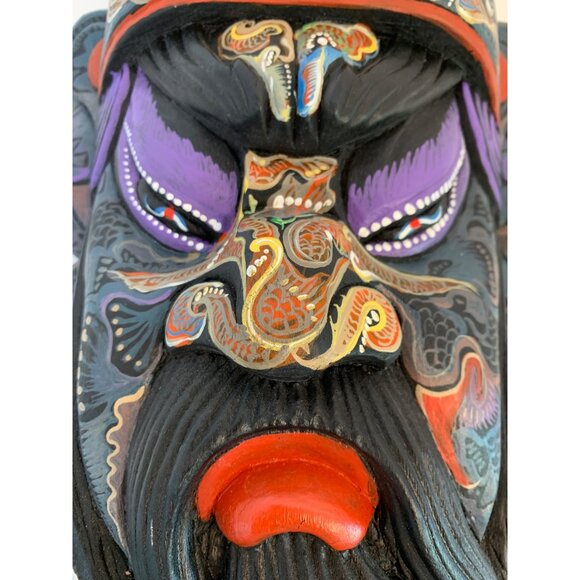 Handcrafted Chinese Guan Gong Yu Warrior Mask Wall Art Decor 16"x9" I10724 - Picture 2 of 9